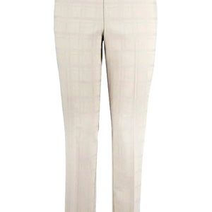 Up! Pull On Slimming White Square Jacquard Wide Waistband Straight Leg  Pant 12.